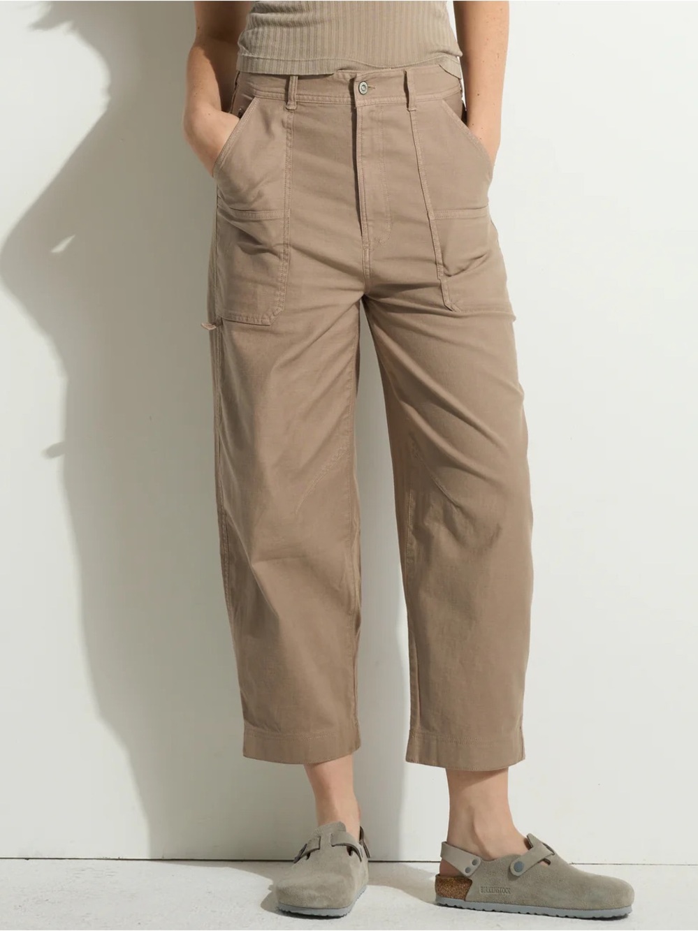 Rowan Quincy Utility Barrel Pant Stone Twill Casual Boho Western Women’s Size 26